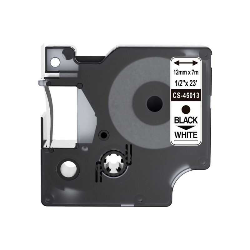 CINTA COMPATIBLE DM1 45013 12mm x 7m NEGRO / BLANCO