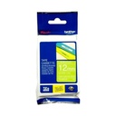 CINTA BROTHER TZe-MQG35 12mm x 5mts BLANCO/VERDE LIMA