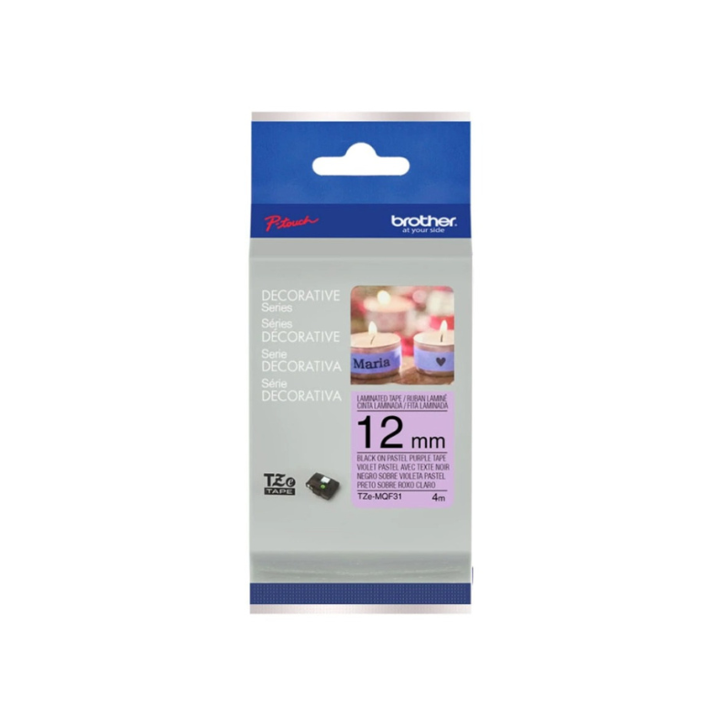 CINTA BROTHER TZe-MQF31 12mm x 4mts NEGRO/LILA