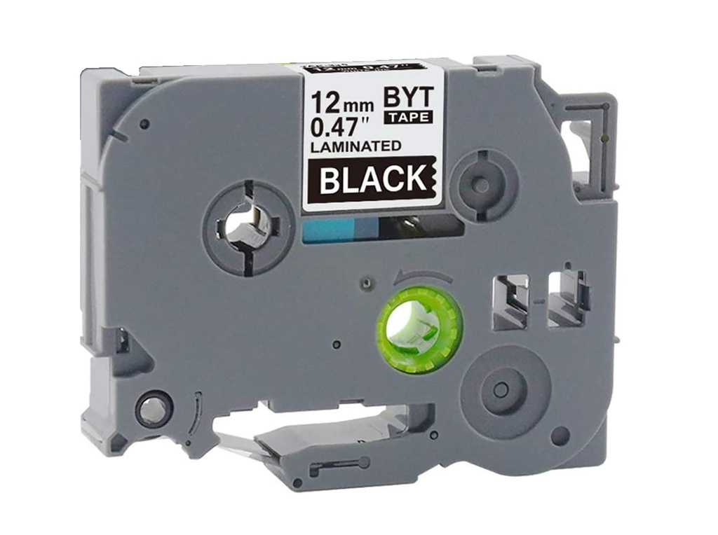 CINTA COMPATIBLE CTZ2-335 12mm x 8mts BLANCO / NEGRO