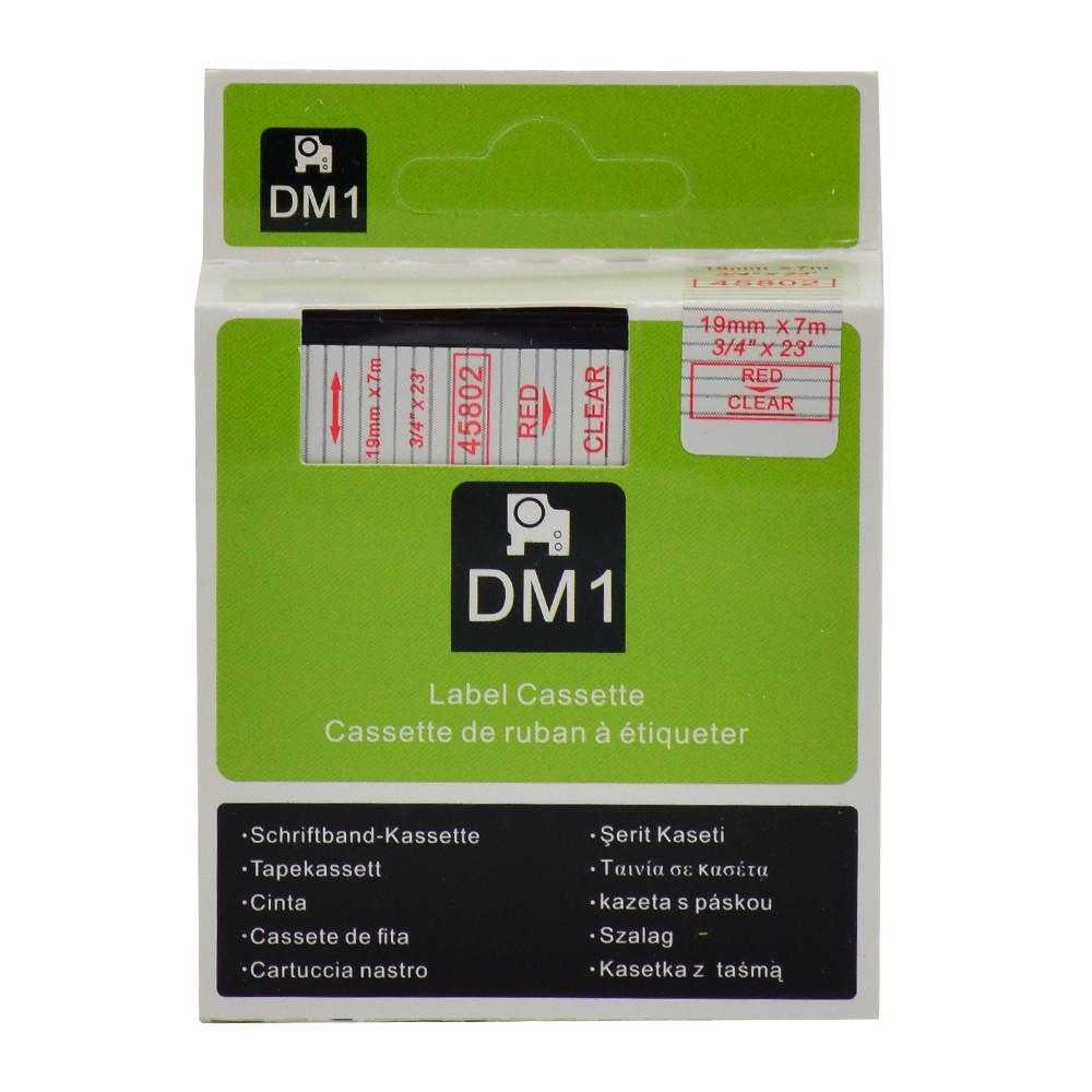 CINTA COMPATIBLE DM1 45802 19mm x 7m Rojo/Transparente