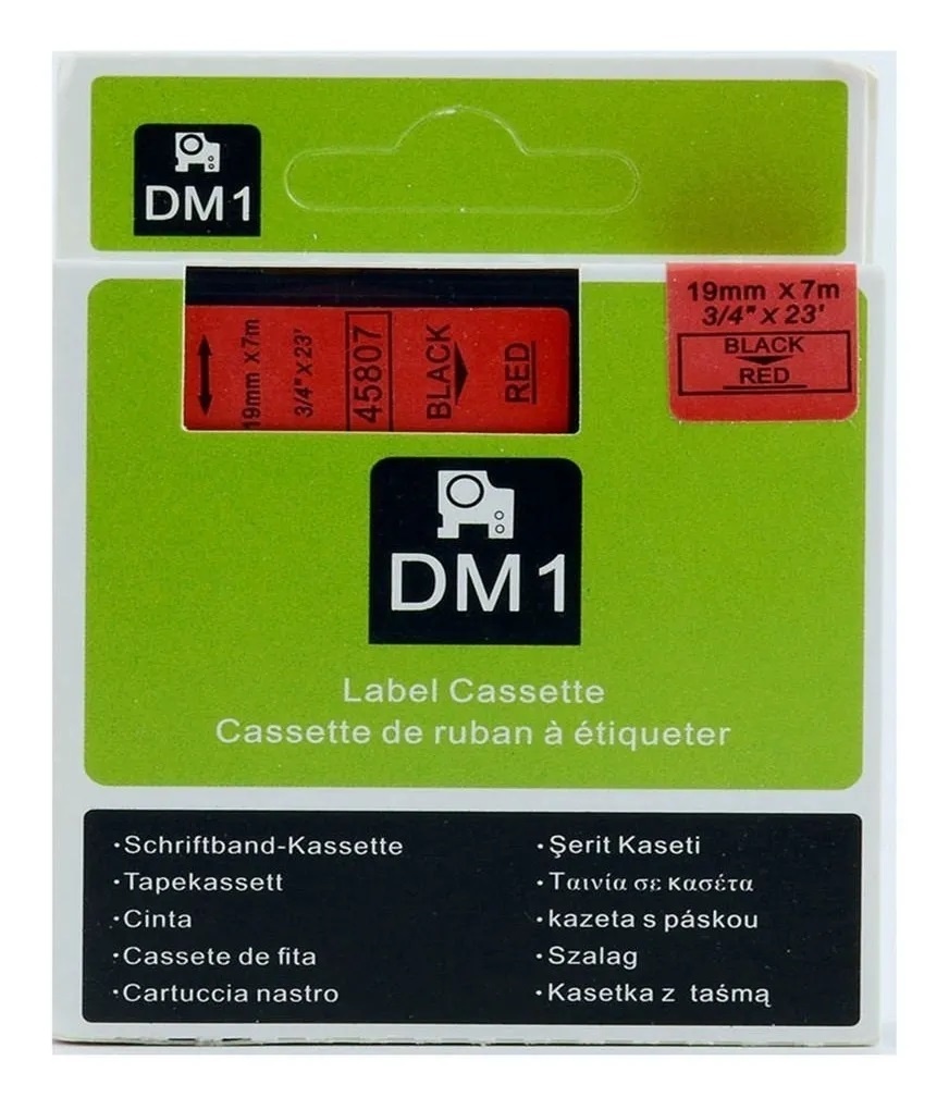 CINTA COMPATIBLE DM1 45807 19mm x 7m Negro/Rojo