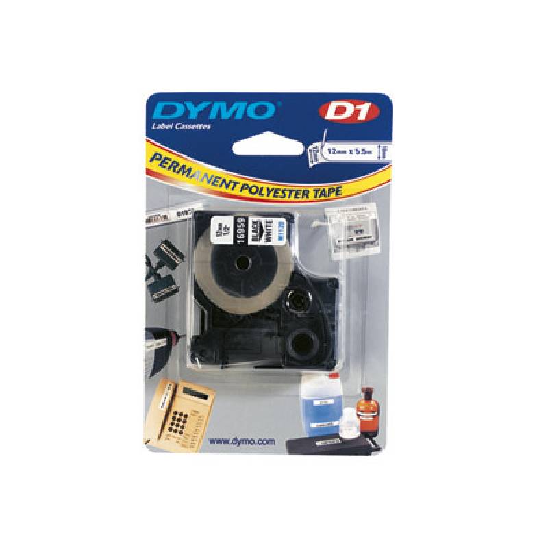 CINTA DYMO PERMANENTE D1 16956 19mm x 5,5m NEGRO/BLANCO