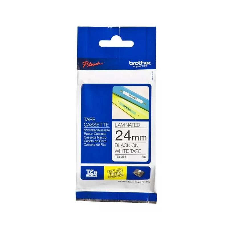 CINTA BROTHER TZE-251 24mm NEGRO/BLANCO