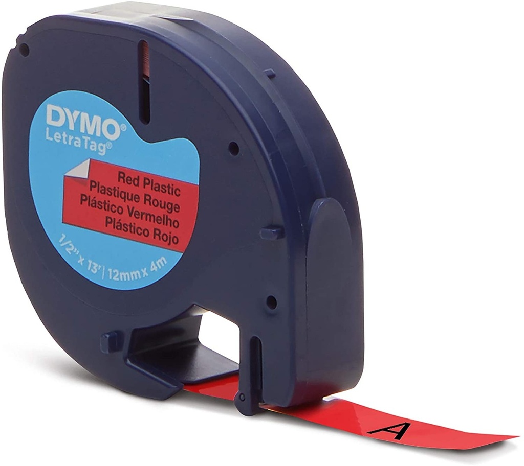 CINTA PLÁSTICA DYMO LETRATAG LT91333 12mm x 4m NEGRO/ROJO