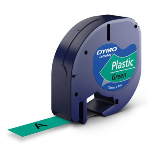 CINTA PLÁSTICA DYMO LETRATAG LT91334 12mm x 4m NEGRO/VERDE FLÚO