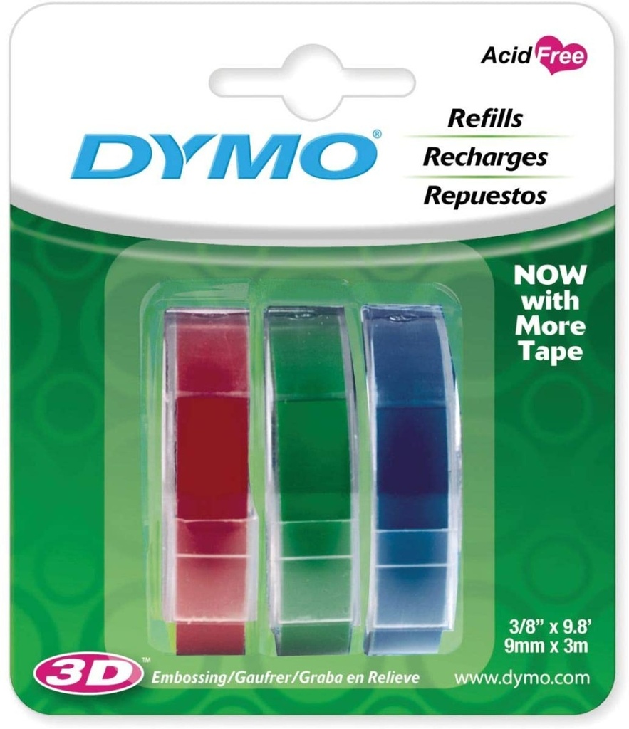CINTAS RELIEVE PARA DYMO ORGANIZER EXPRESS - Pack x3 COLORES