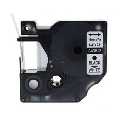 [70014DM143613] CINTA COMPATIBLE DM1 43613 6mm x 7m NEGRO/BLANCO
