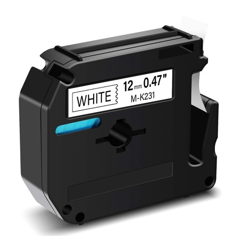 [70014CMK231] CINTA COMPATIBLE CMK-231 12mm x 8mts NEGRO / BLANCO