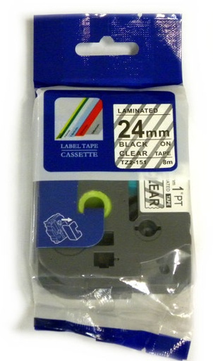 [700121151] CINTA COMPATIBLE CTZ2-151 24mm x 8mts NEGRO / TRANSPARENTE