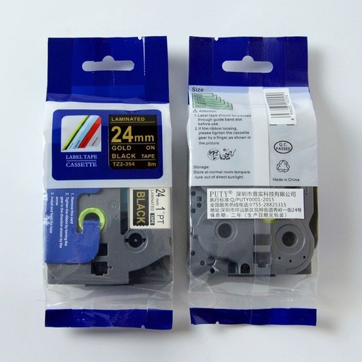 [700121354] CINTA COMPATIBLE CTZ2-354 24mm X 8mts ORO / NEGRO