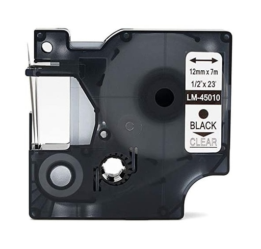 [70012DM145010] CINTA COMPATIBLE DM1 45010 12mm x 7m Negro/Transparente