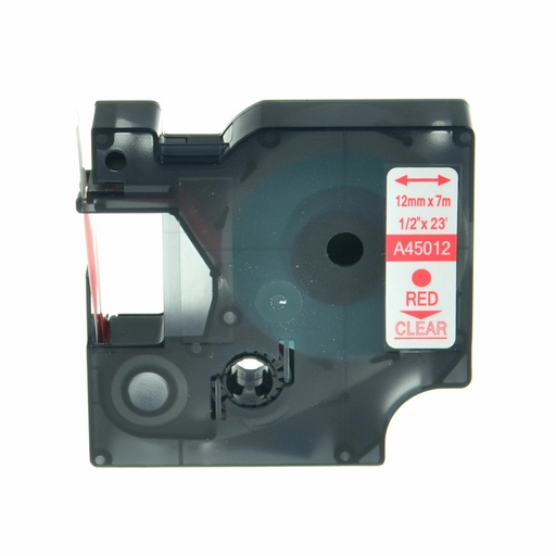 [70014DM145012] CINTA COMPATIBLE DM1 45012 12mm x 7m ROJO / TRANSPARENTE