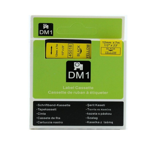 [70014DM145018] CINTA COMPATIBLE DM1 45018 12mm x 7m NEGRO / AMARILLO