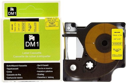 [70014DM145808] CINTA COMPATIBLE DM1 45808 19mm x 7m Negro/Amarillo