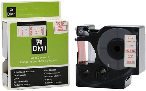 [70014DM153715] CINTA COMPATIBLE DM1 53715 24mm x 7m Rojo/Blanco