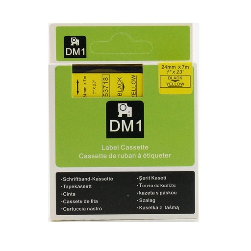 [70014DM153718] CINTA COMPATIBLE DM1 53718 24mm x 7m Negro/Amarillo