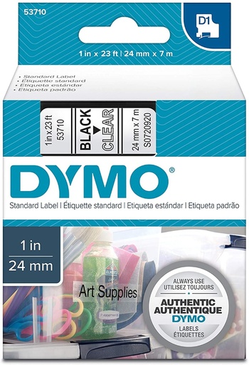 [70012D153710] CINTA DYMO D1 53710 24mm x 7m NEGRO/TRANSPARENTE