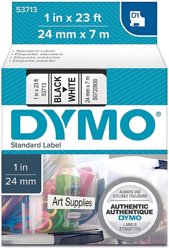 [70012D153713] CINTA DYMO D1 53713 24mm x 7m NEGRO/BLANCO