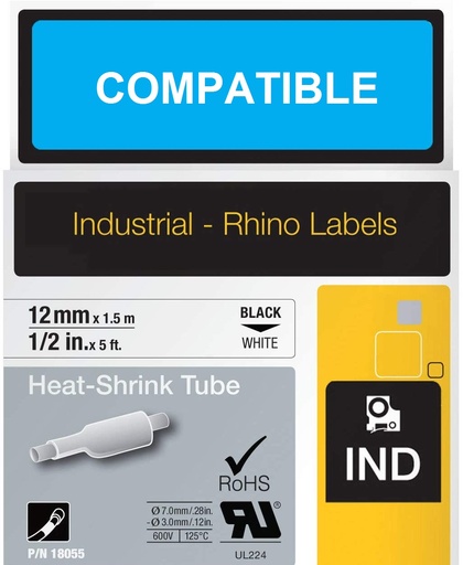 [70013C18055] TERMOCONTRAIBLE COMPATIBLE RHINO 18055 12mmX1,5m N/B